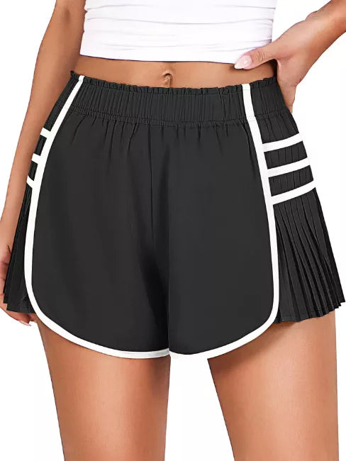 Evelife Women's High Waisted Running Shorts - Quick Dry Athletic Tennis Golf Workout Shorts with Pleated Side