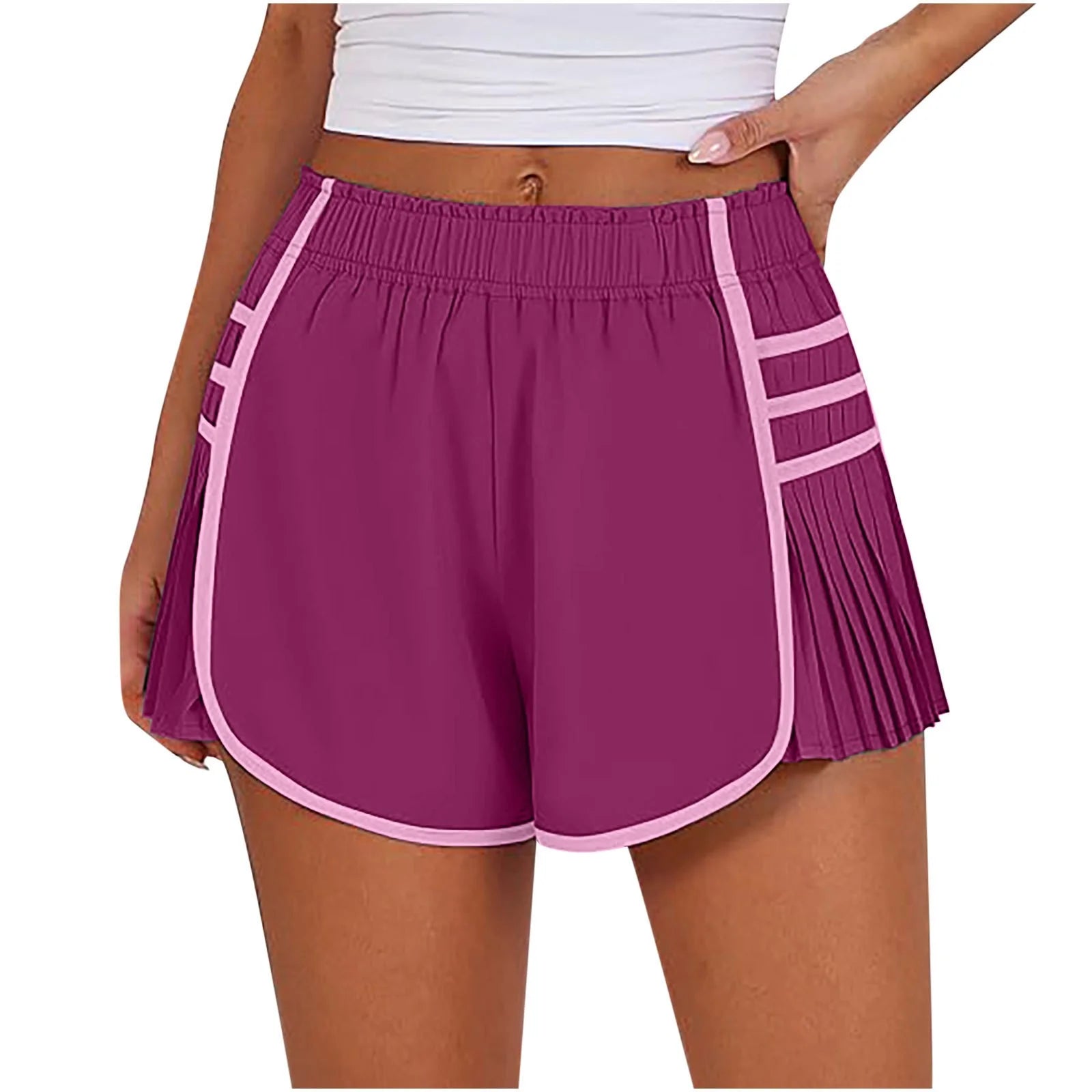 Evelife Women's High Waisted Running Shorts - Quick Dry Athletic Tennis Golf Workout Shorts with Pleated Side