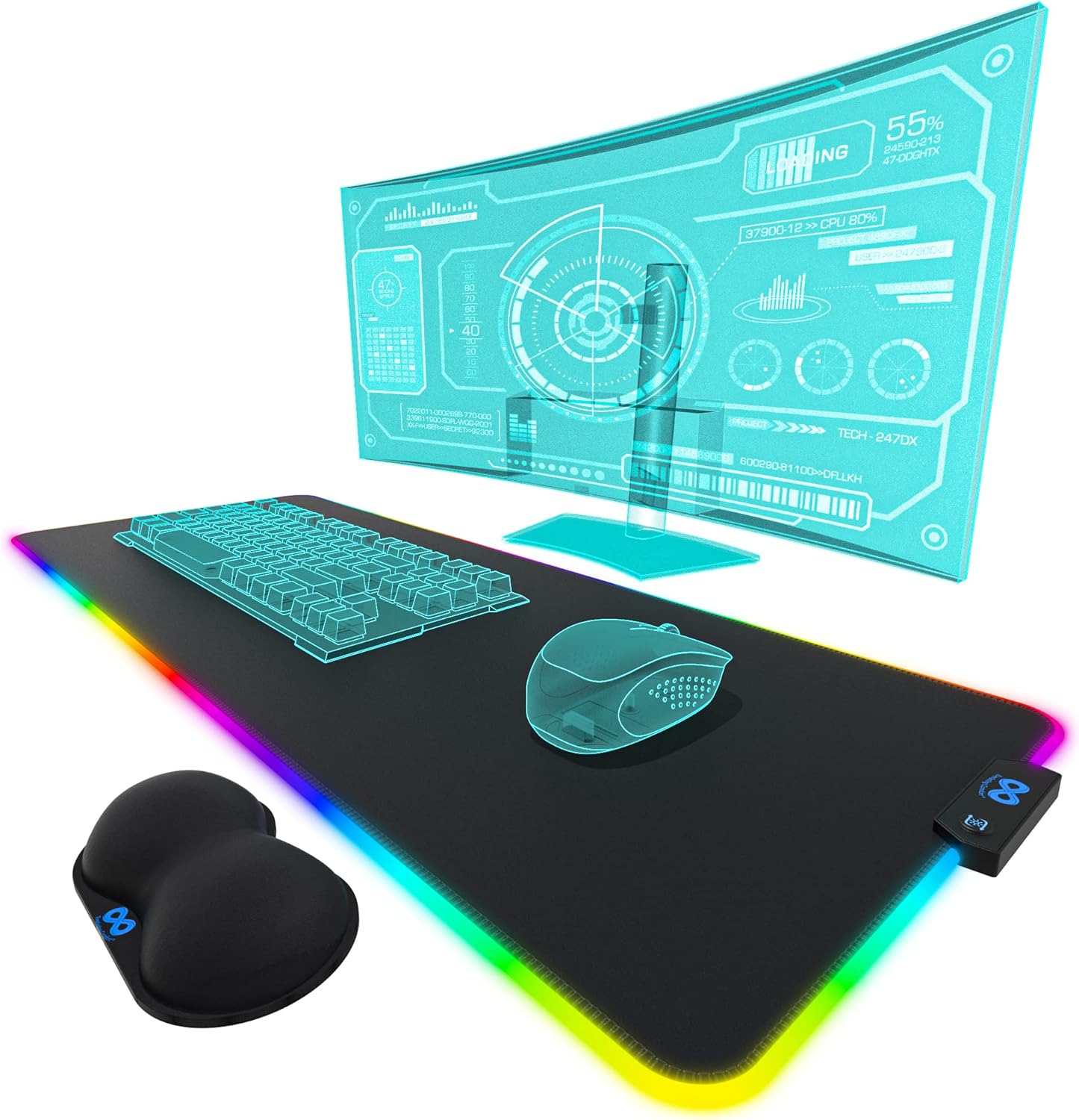 Everlasting Comfort XL RGB Gaming Mouse Pad - 15 Color Modes, Free Wrist Rest & Waterproof Desk Mat ✨ - Zeta Store
