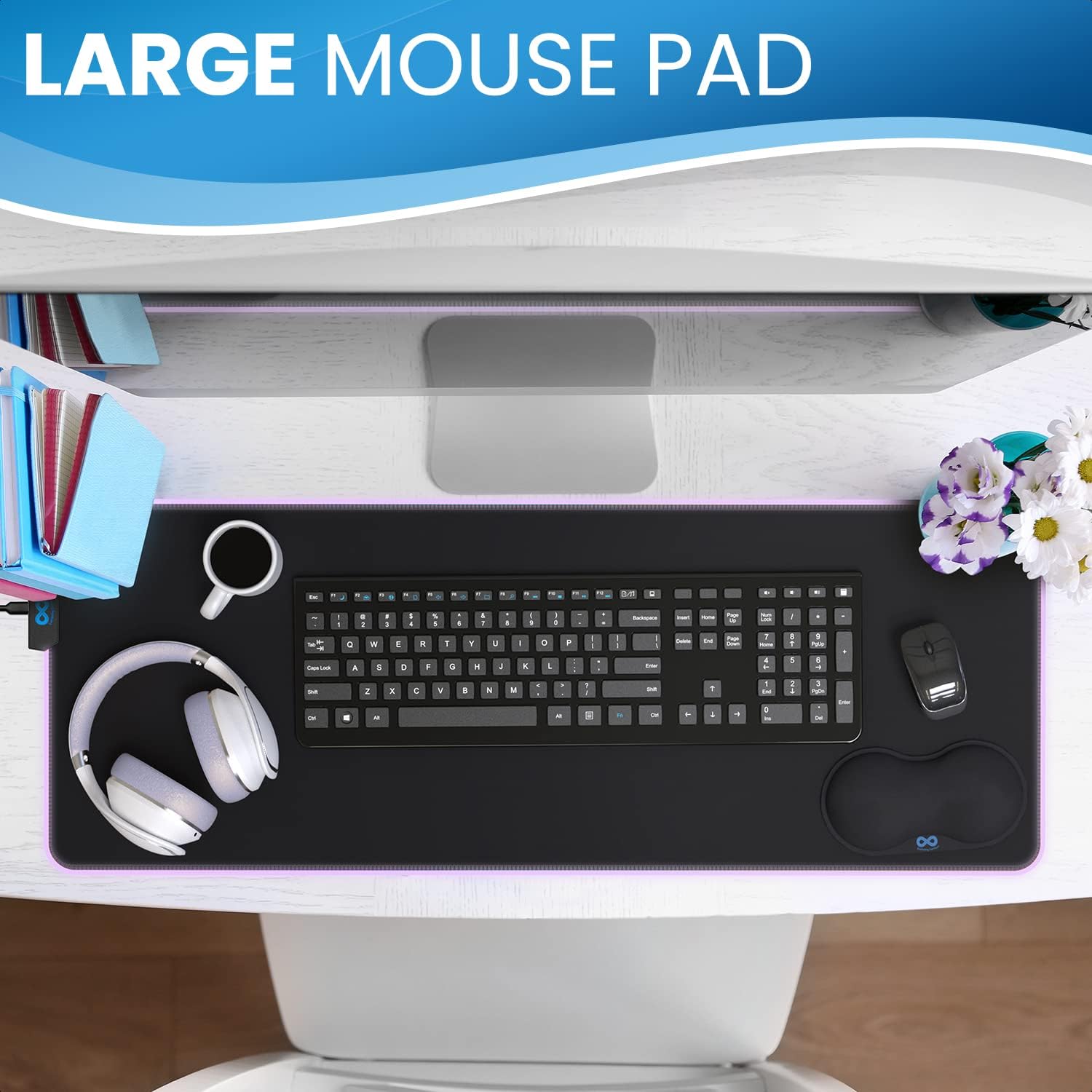 Everlasting Comfort XL RGB Gaming Mouse Pad - 15 Color Modes, Free Wrist Rest & Waterproof Desk Mat ✨ - Zeta Store