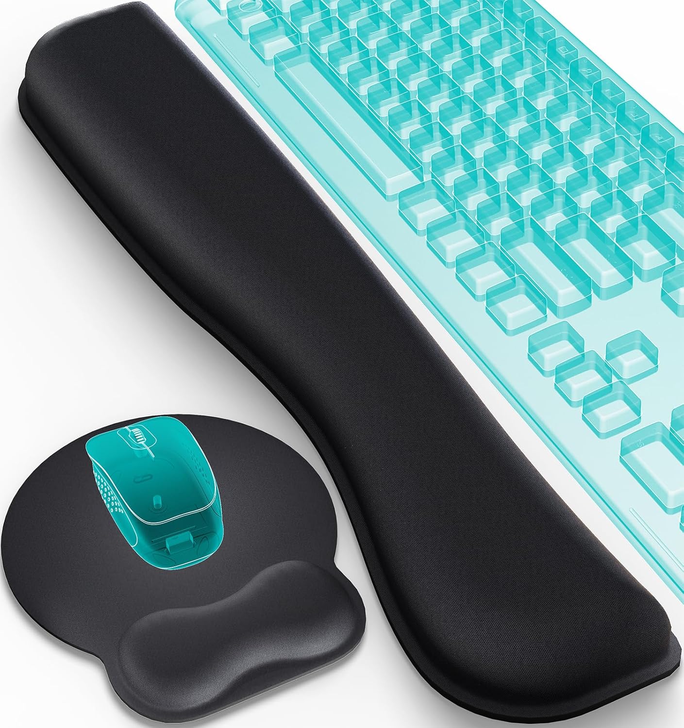 Everlasting Comfort ergonomic memory foam mouse pad and keyboard wrist rest set with carpal tunnel support for office and gaming.