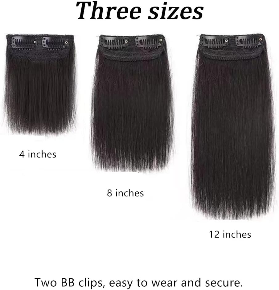 Sjzdylxy 2-Pack 10cm Straight Clip-In Hair Volume Pads - Invisible Fluffy Hair Topper Extensions for Thinning Hair Women | Short Hair Pieces with Anti-Slip Clips