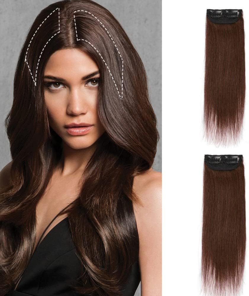 Sjzdylxy 2-Pack 10cm Straight Clip-In Hair Volume Pads - Invisible Fluffy Hair Topper Extensions for Thinning Hair Women | Short Hair Pieces with Anti-Slip Clips