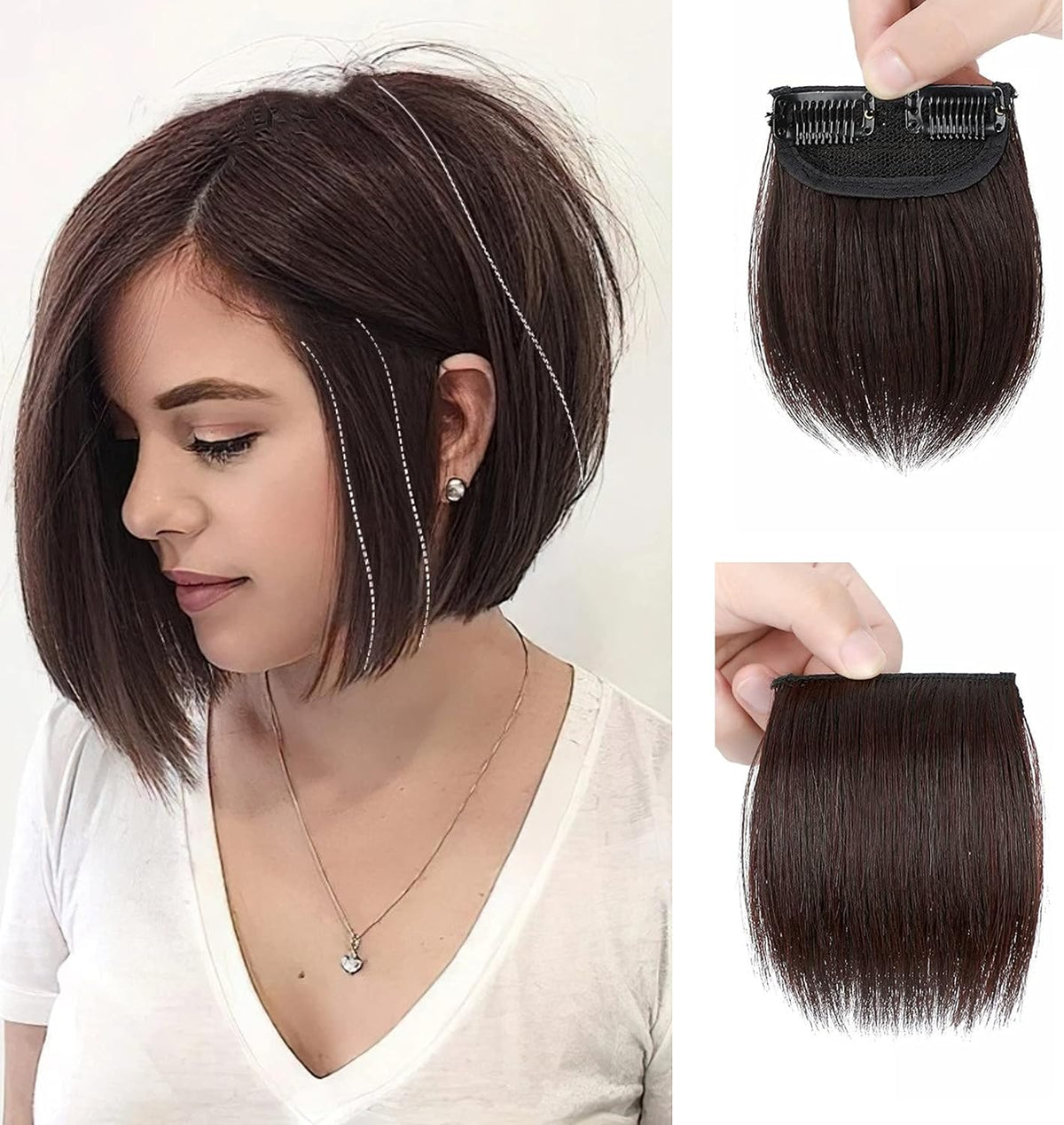 Sjzdylxy 2-Pack 10cm Straight Clip-In Hair Volume Pads - Invisible Fluffy Hair Topper Extensions for Thinning Hair Women | Short Hair Pieces with Anti-Slip Clips