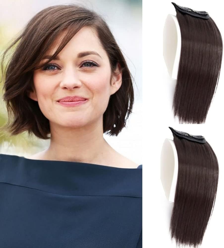 Sjzdylxy 2-Pack 10cm Straight Clip-In Hair Volume Pads - Invisible Fluffy Hair Topper Extensions for Thinning Hair Women | Short Hair Pieces with Anti-Slip Clips