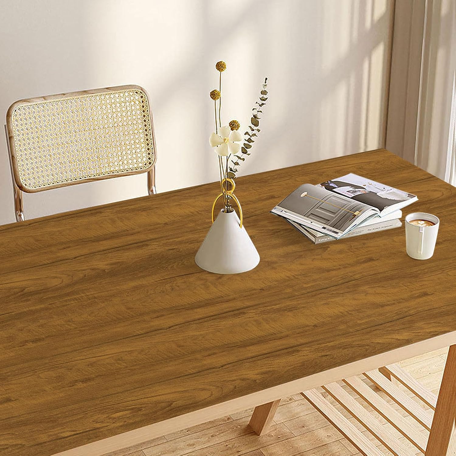 Fantasnigh Brown Wood Oak Effect Vinyl - Premium Self-Adhesive Film, Peel & Stick Waterproof Wallpaper for Furniture & Walls (40cm x 600cm) - Zeta Store