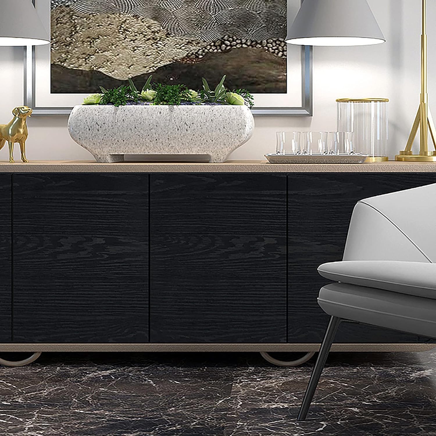 Fantasnigh Black Wood Furniture Stickers - Self-Adhesive Vinyl Paper, Peel & Stick Wallpaper for Kitchen Countertop, Wardrobe, Shelf Liner - 30cm x 200cm - Zeta Store