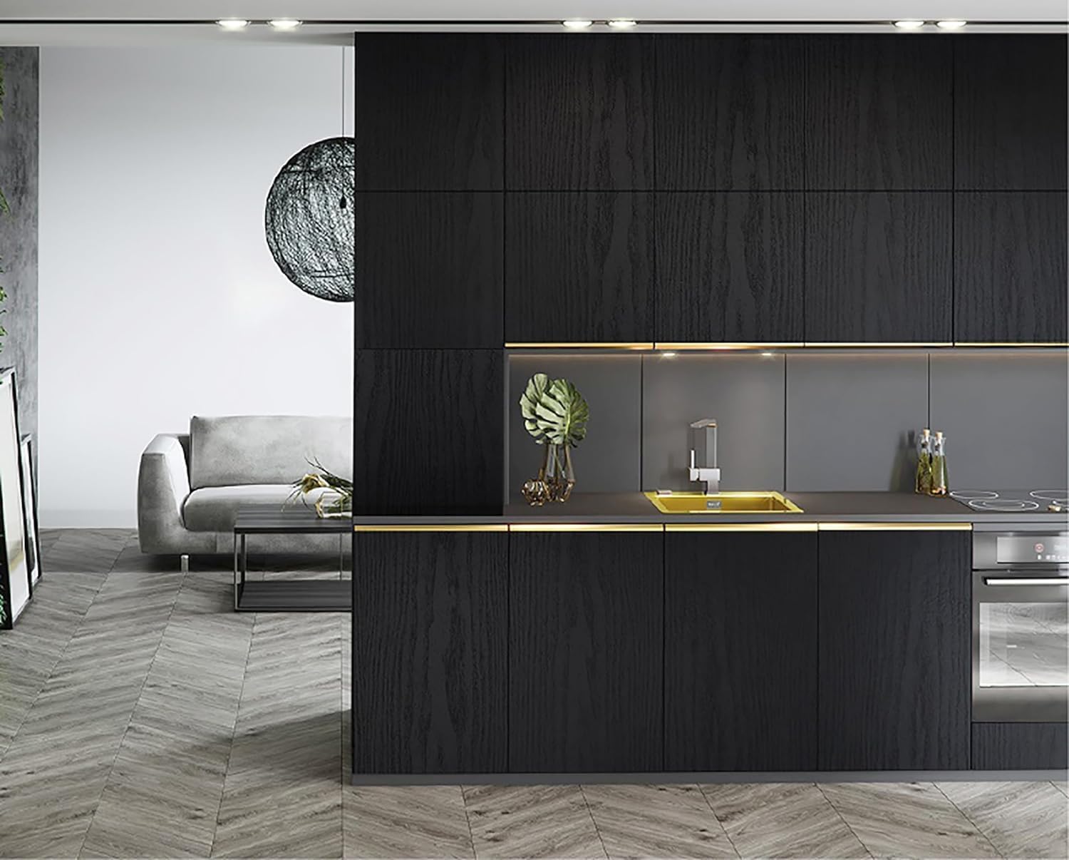 Fantasnigh Black Wood Furniture Stickers - Self-Adhesive Vinyl Paper, Peel & Stick Wallpaper for Kitchen Countertop, Wardrobe, Shelf Liner - 30cm x 200cm - Zeta Store