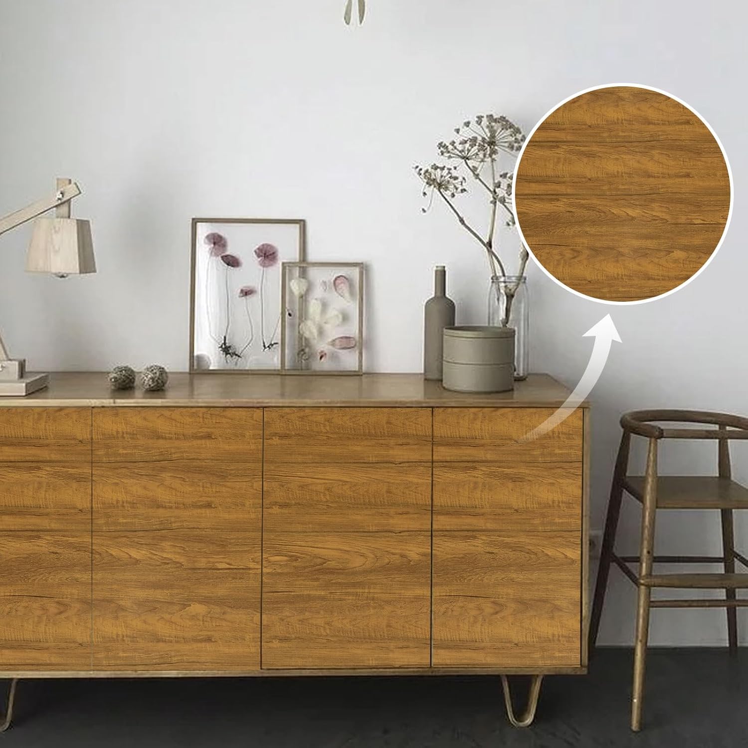 Fantasnigh Brown Wood Oak Effect Vinyl - Premium Self-Adhesive Film, Peel & Stick Waterproof Wallpaper for Furniture & Walls (40cm x 600cm) - Zeta Store