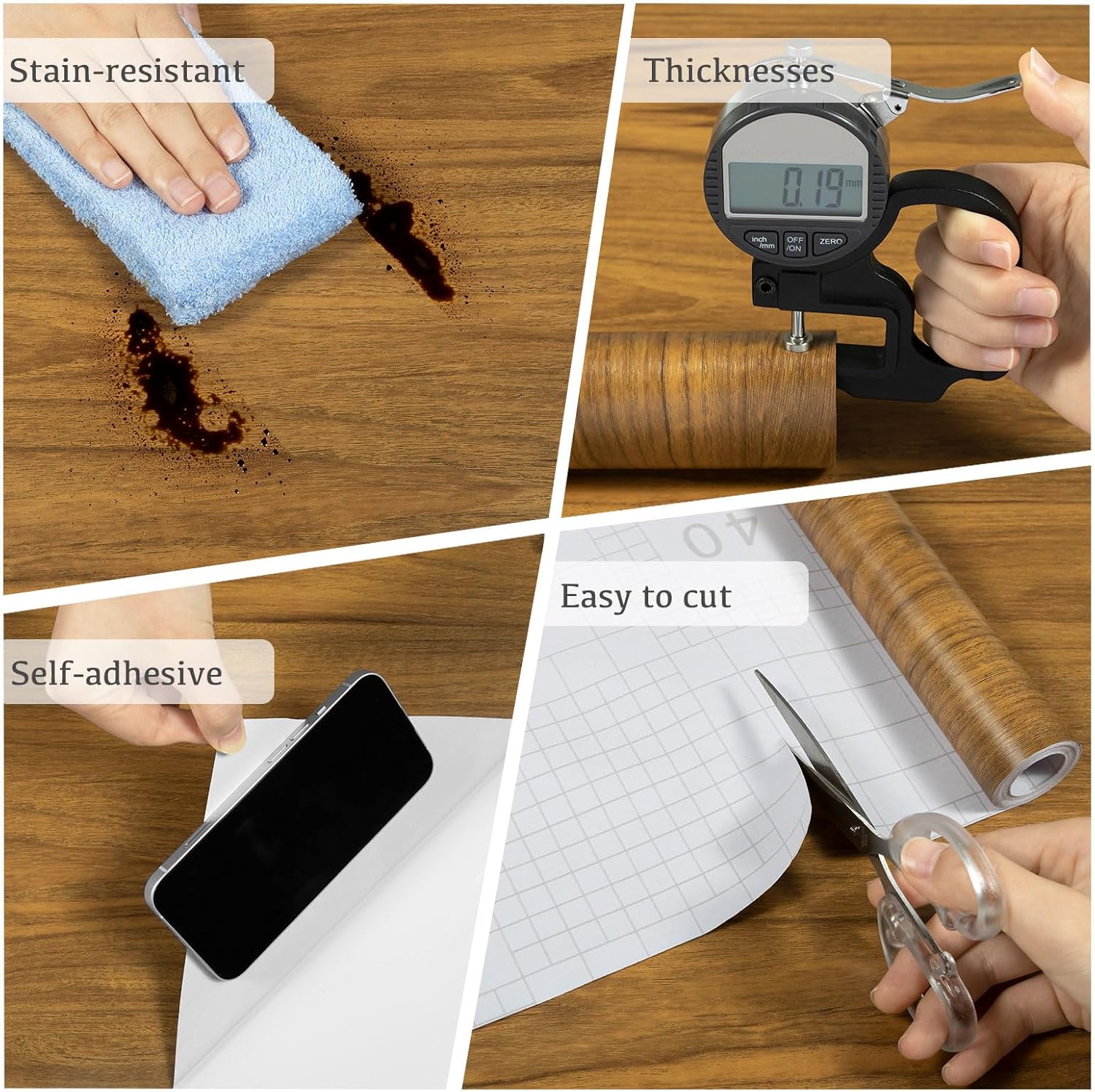 Fantasnigh Brown Wood Oak Effect Vinyl - Premium Self-Adhesive Film, Peel & Stick Waterproof Wallpaper for Furniture & Walls (40cm x 600cm) - Zeta Store