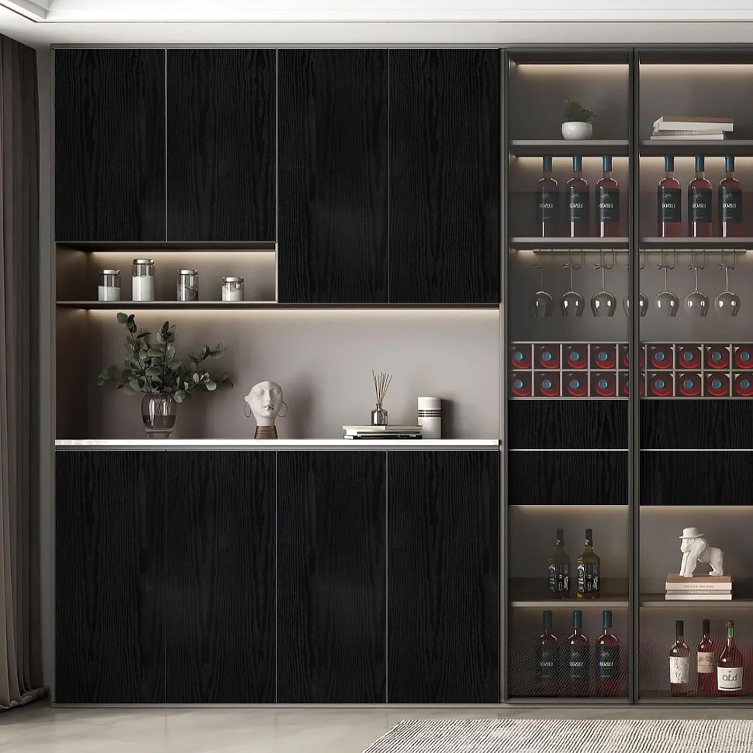 Barn Black Wood Vinyl Wrap - 60x500cm Self-Adhesive Waterproof Furniture & Wallpaper Film - DIY Countertop, Shelf Liner, Kitchen Upgrade | Limited-Time Bargain!