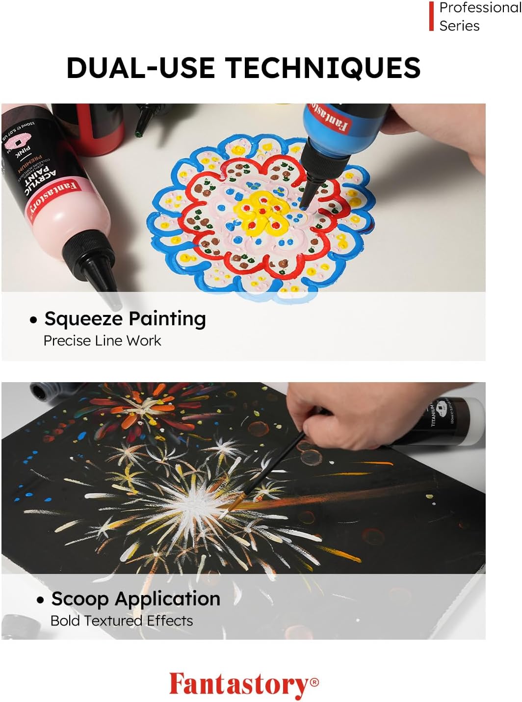 Fantastory Precision-Pro Acrylic Paint 150ml (5oz) - Premium Artist Quality, Superior Coverage & Vibrant Pigments for Canvas, Wood, Clay & Textile - DIY - Zeta Store