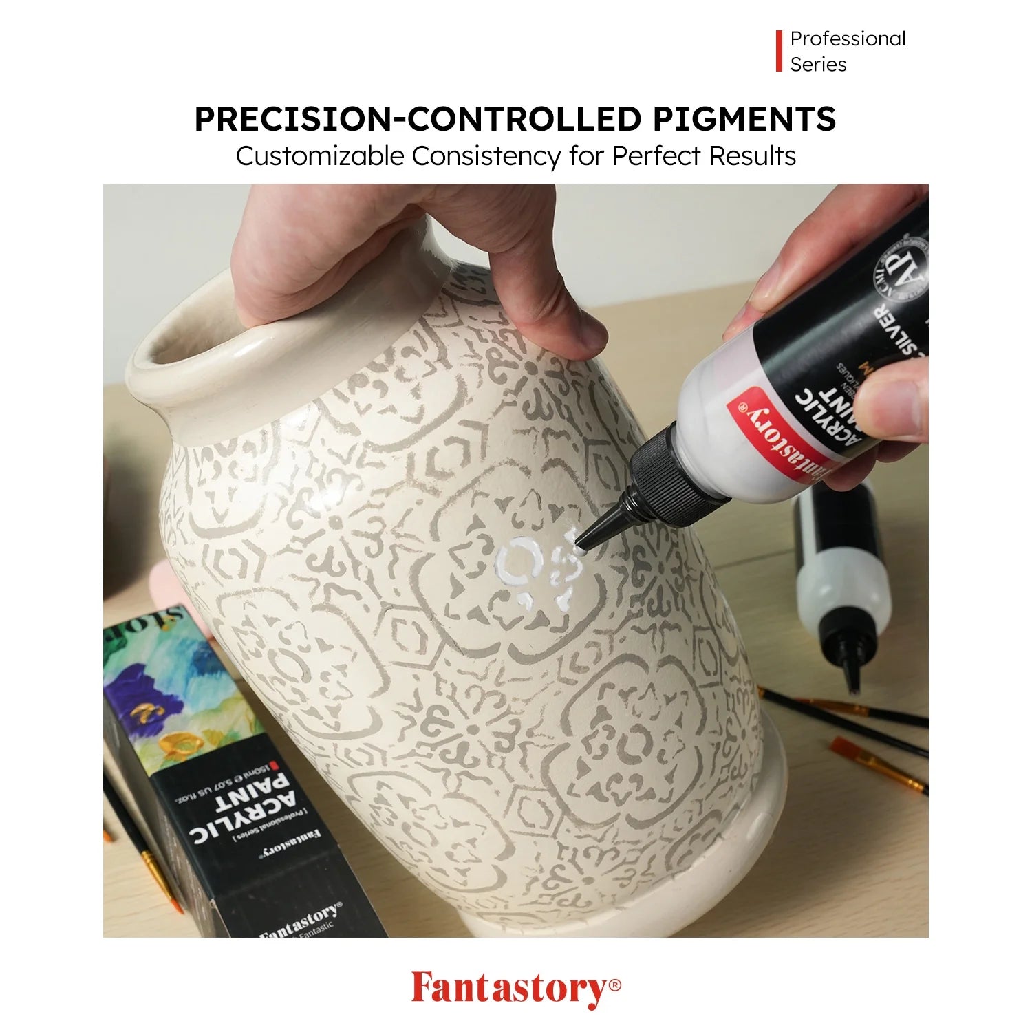 Fantastory Precision-Pro Acrylic Paint 150ml (5oz) - Premium Artist Quality, Superior Coverage & Vibrant Pigments for Canvas, Wood, Clay & Textile - DIY - Zeta Store