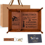 BEST DAD EVER Valet Tray - PU Leather Organiser | Grandad Gift from Grandkids | Father’s Day Present | Nightstand Storage for Keys, Wallet - Zeta Store