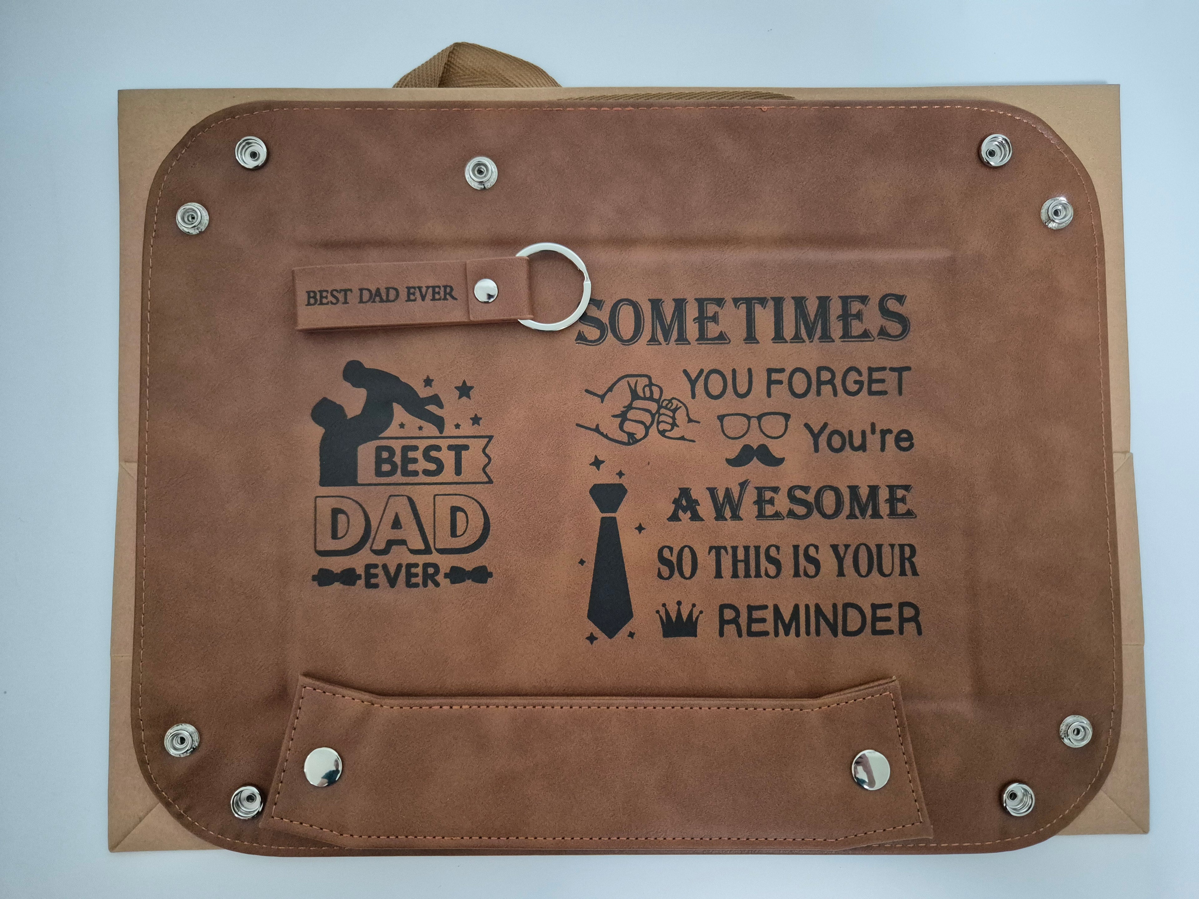 BEST DAD EVER Valet Tray - PU Leather Organiser | Grandad Gift from Grandkids | Father’s Day Present | Nightstand Storage for Keys, Wallet - Zeta Store