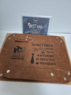 BEST DAD EVER Valet Tray - PU Leather Organiser | Grandad Gift from Grandkids | Father’s Day Present | Nightstand Storage for Keys, Wallet - Zeta Store