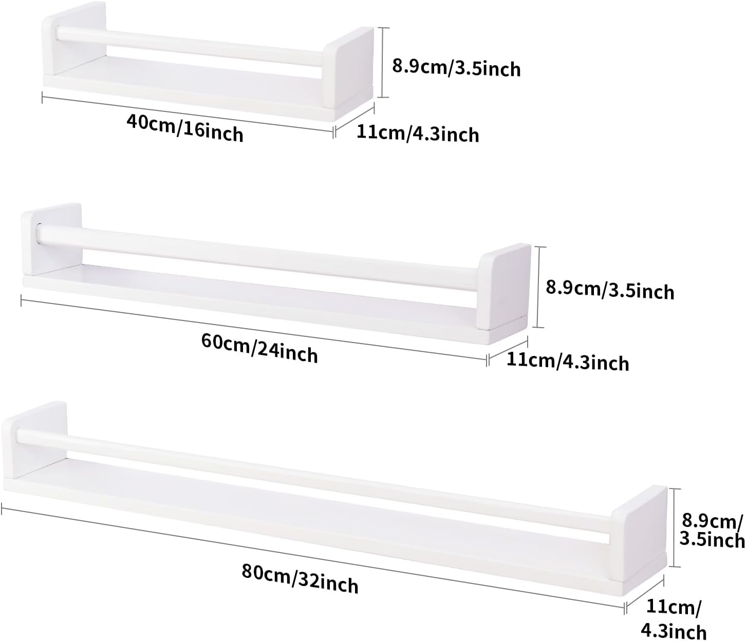 Gieanoo solid natural wood floating shelves set of 2 mounted on wall, ideal for nursery or kitchen storage and organization.