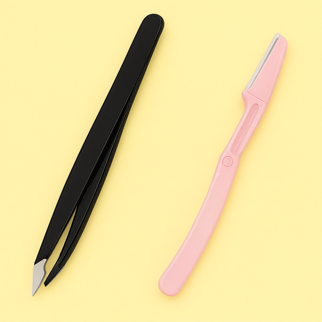 Foldable Eyebrow Razor & Precision Tweezers 2-Pc Set  | Stainless Steel Facial Hair Remover Tool | Brand New Batch | ZetaStore.uk Beauty Bargain!