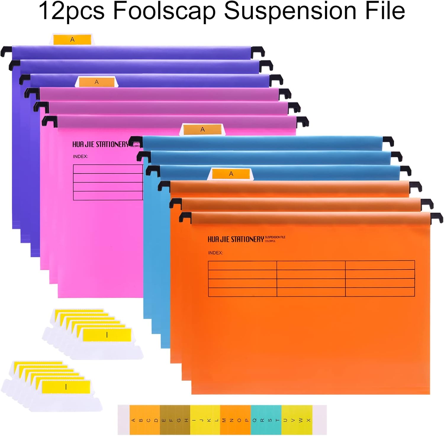 Srvnpioy Foolscap Suspension Files! 12+3 FREE Foolscap Hanging Files - 4 Colours + Bonus Green! - Zeta Store