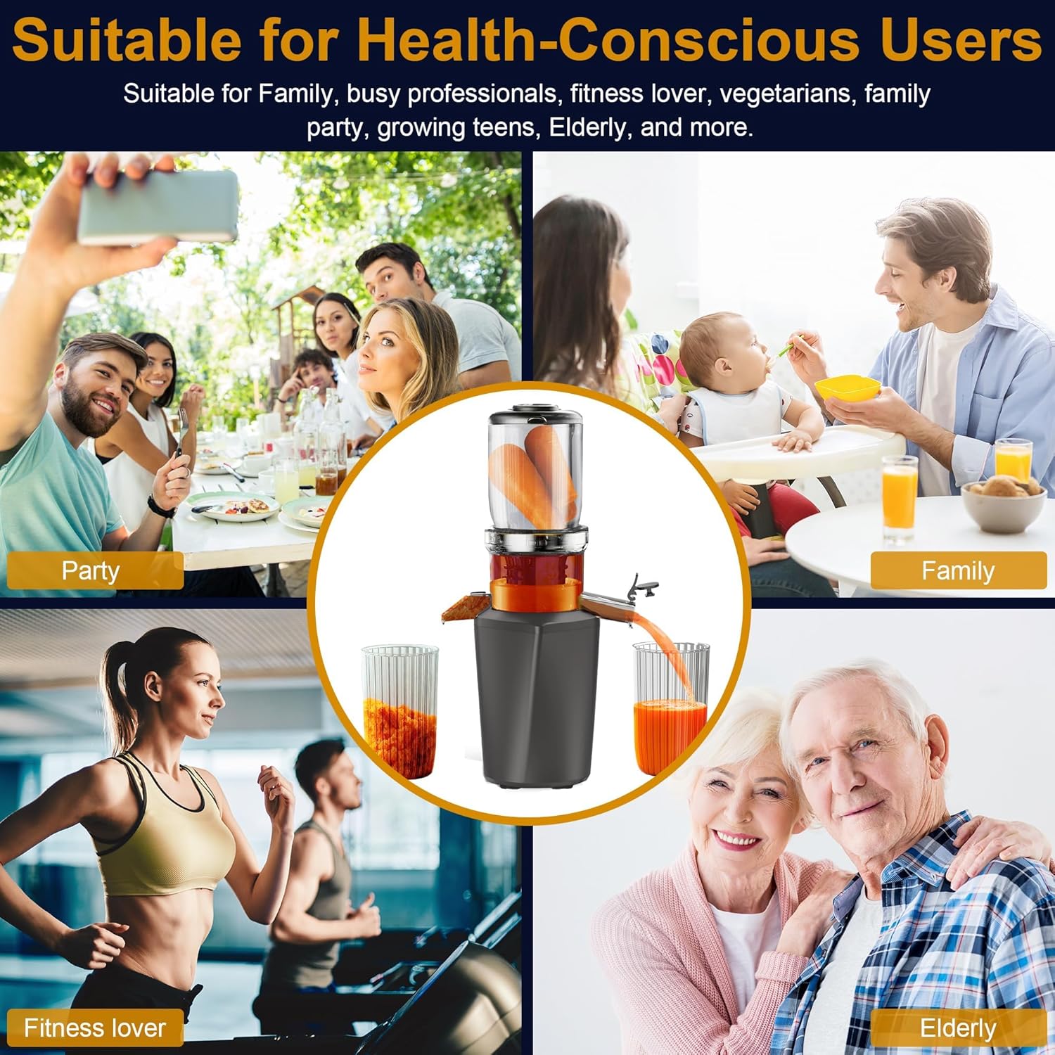 Fyenkfar Professional Cold Press Slow Masticating Juicer 🍊 | 300W | 90% Nutrient Retention | BPA-Free | For Leafy Greens & Hard Veg | A Real Bargain for a Brand-New, Healthier You!