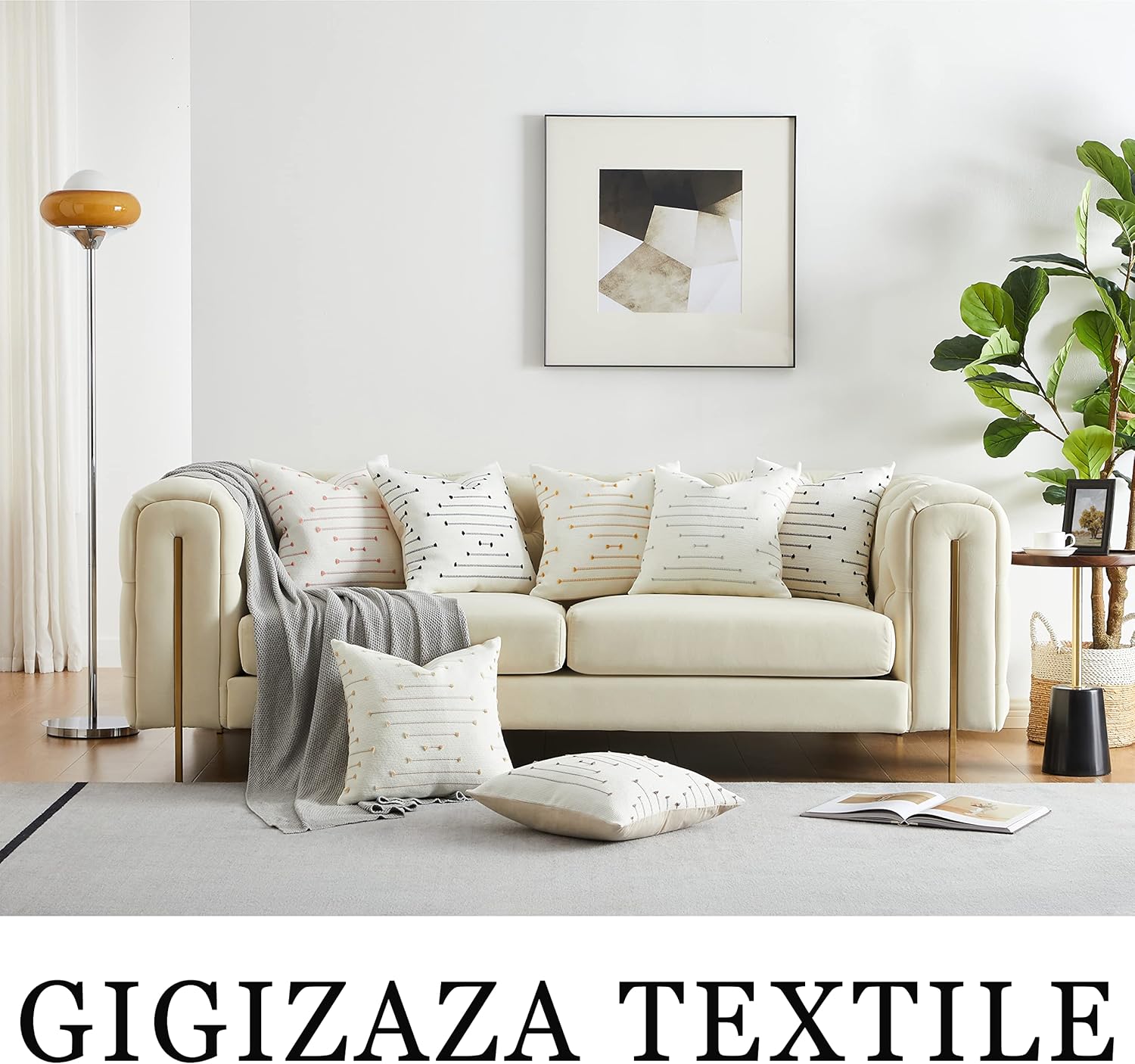 Boho Chic 18x18" Cotton Linen Cushion Covers – Pack of 2 | Hidden Zipper | Embroidered Decor - Zeta Store