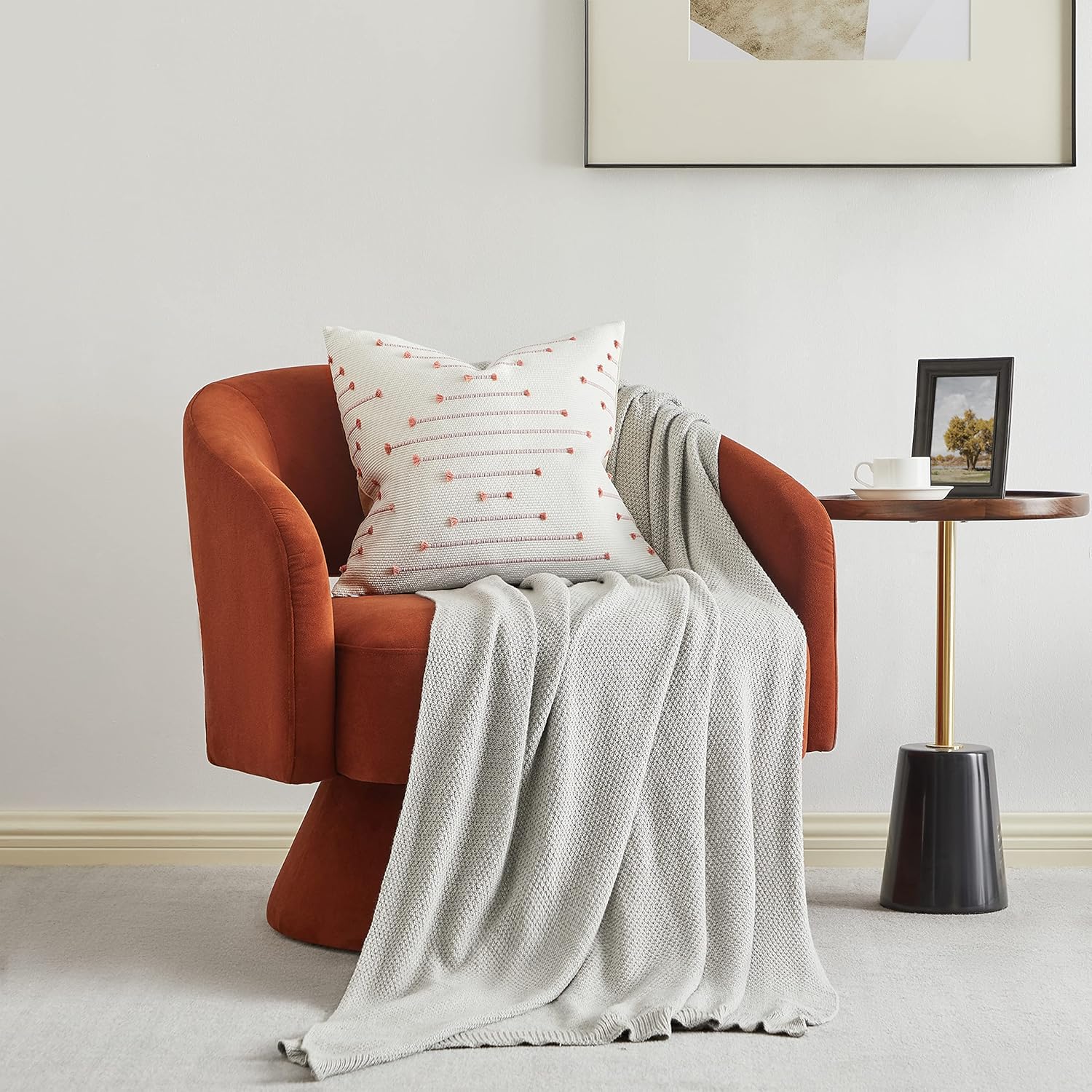 Boho Chic 18x18" Cotton Linen Cushion Covers – Pack of 2 | Hidden Zipper | Embroidered Decor - Zeta Store