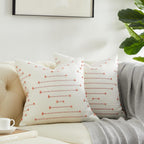 Boho Chic 18x18" Cotton Linen Cushion Covers – Pack of 2 | Hidden Zipper | Embroidered Decor - Zeta Store