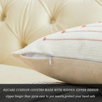 Boho Chic 18x18" Cotton Linen Cushion Covers – Pack of 2 | Hidden Zipper | Embroidered Decor - Zeta Store