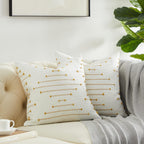 Boho Chic 18x18" Cotton Linen Cushion Covers – Pack of 2 | Hidden Zipper | Embroidered Decor - Zeta Store