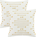 Boho Chic 18x18" Cotton Linen Cushion Covers – Pack of 2 | Hidden Zipper | Embroidered Decor - Zeta Store