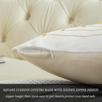 Boho Chic 18x18" Cotton Linen Cushion Covers – Pack of 2 | Hidden Zipper | Embroidered Decor - Zeta Store