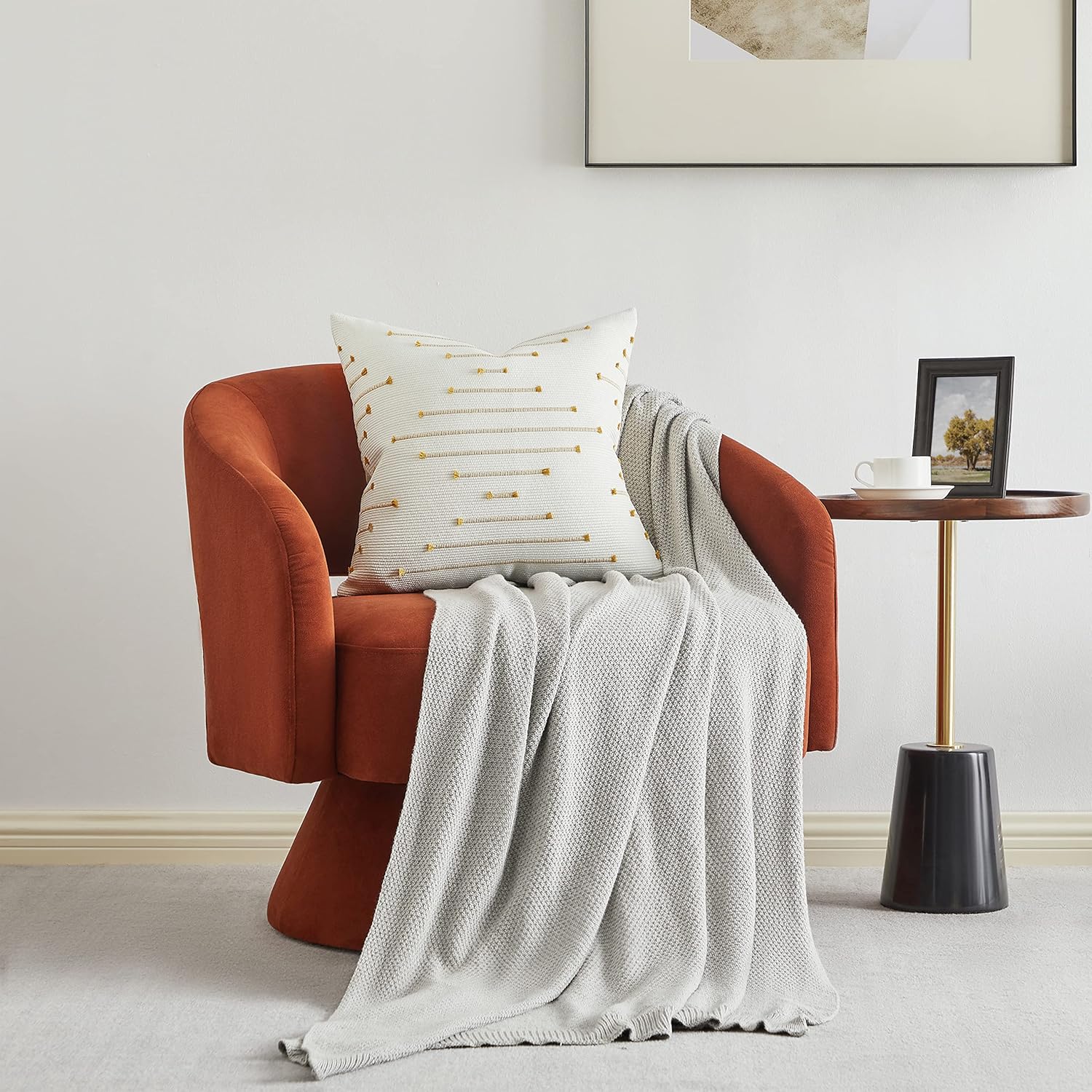 Boho Chic 18x18" Cotton Linen Cushion Covers – Pack of 2 | Hidden Zipper | Embroidered Decor - Zeta Store