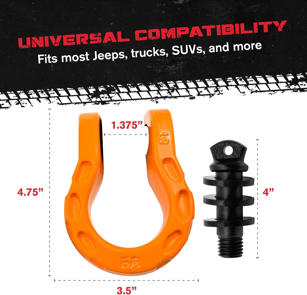 GearAmerica Mega Shackles (2PK) - 68,000 lbs Capacity - ~~£45.38~~ Real Bargain - Orange Off-Road Tow Shackles with 7/8" Pin & Washers