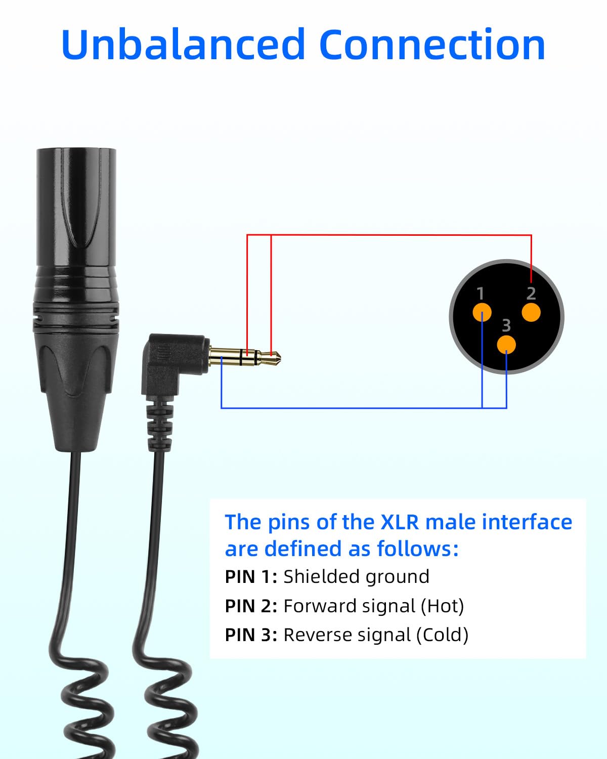 Gelrhonr 90 Degree 3.5mm to XLR Coiled Cable - XLR 3-Pin Male to Right Angle TRS Male Audio Cable 50cm / 1.65ft for Phones, Laptops, Cameras