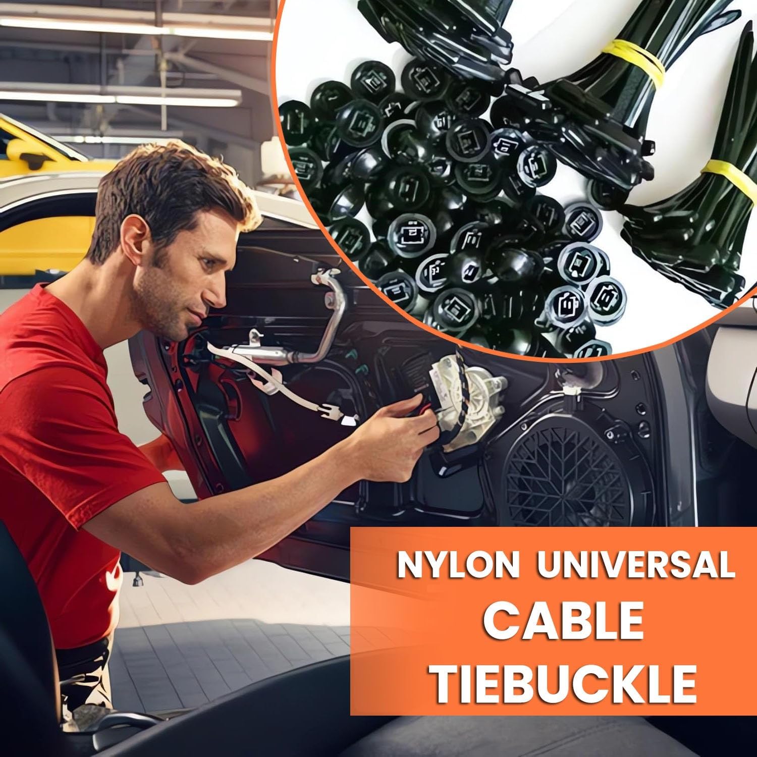 Generic 300PCS Nylon Universal Cable Tie Buckle Kit - Heavy Duty T-Bar Zip Tie Clips for Car Repair - Engine Guard, Fender Liner, Bumper, Trunk Lining