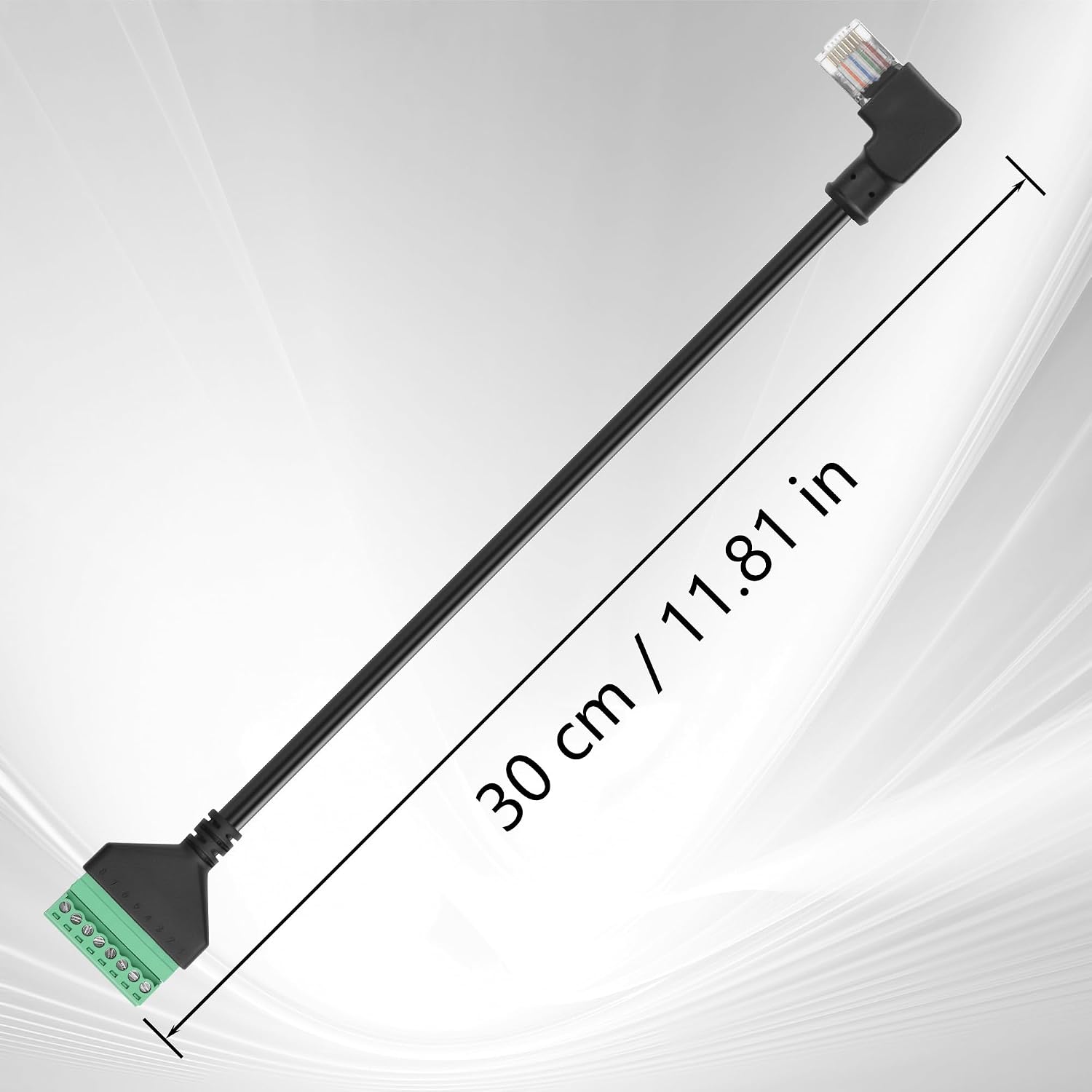 Gintooyun 2-pack Ethernet Screw Terminal Cable - 90 Degree Right Bend Rj45 Male To 8-PIN Detachable Terminal - Cat6e 11.81 Inch / 30cm + Screwdriver