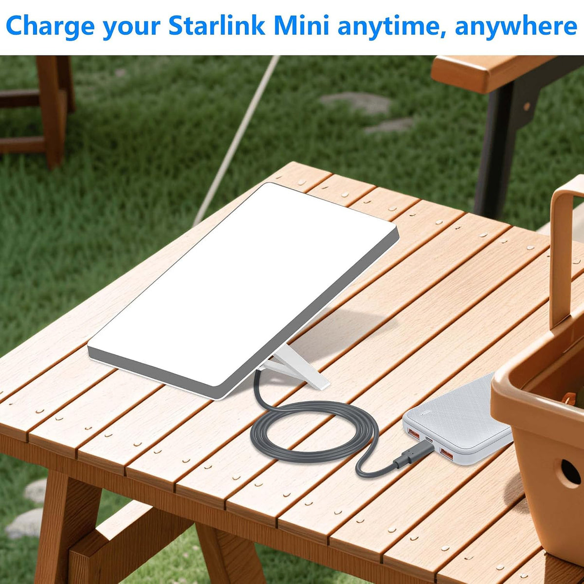 Gintooyun Starlink Mini Power Cable - DC 5521 Female to USB-C Male 20V 5A Adapter Cable for Power Bank / USB-C Charger - Compatible with Starlink Mini Only