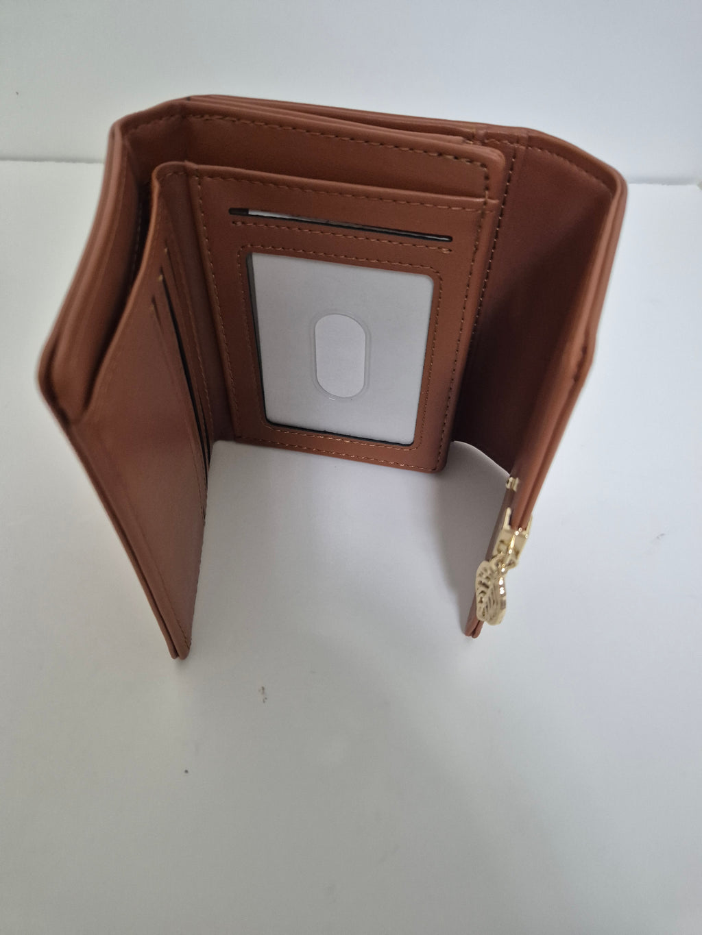 Goiacii Genuine Leather Trifold Wallet for Women | RFID Blocking Card Holder with Zipper Coin Pocket & ID Window - Brown