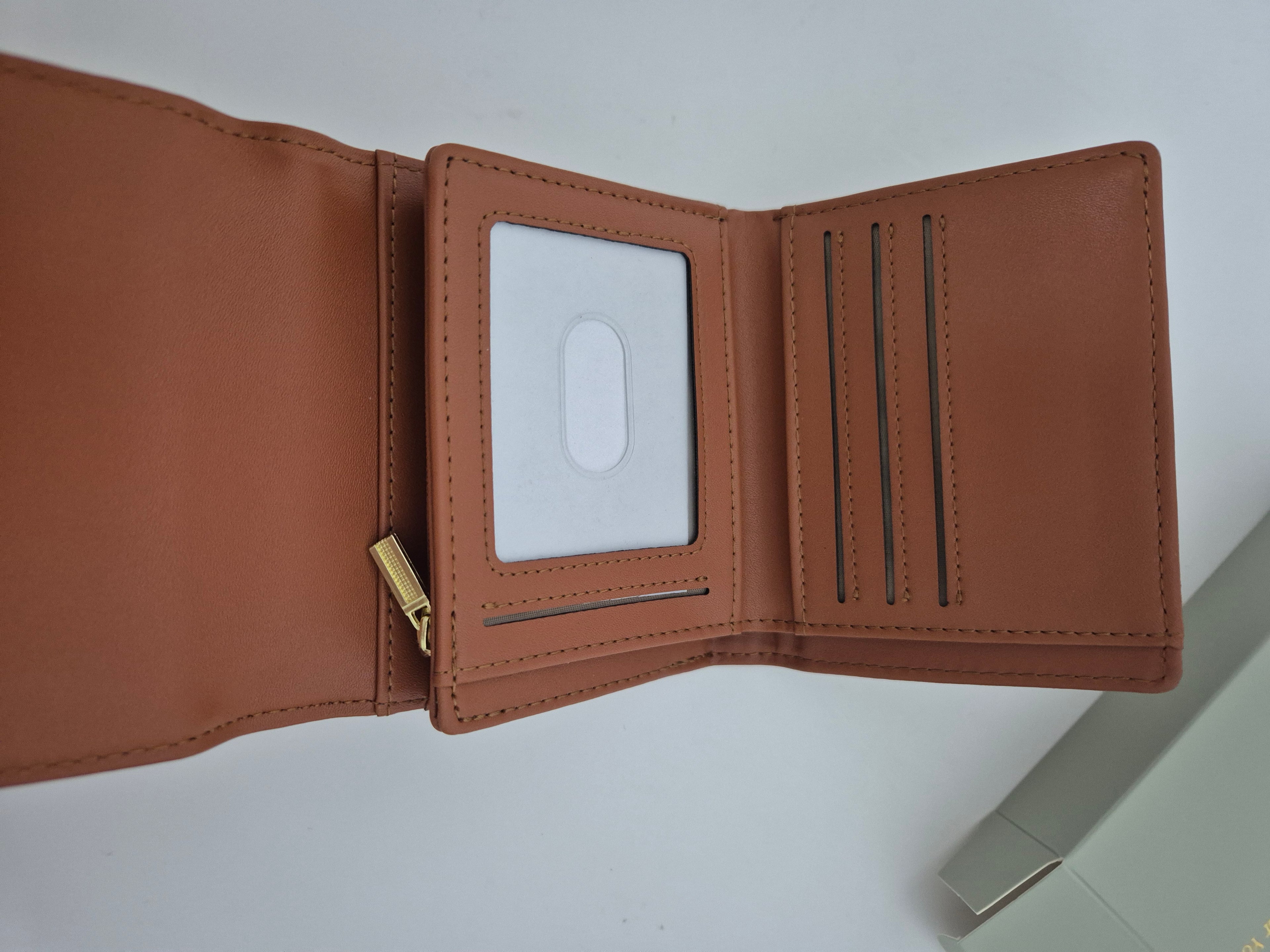 Goiacii Genuine Leather Trifold Wallet for Women | RFID Blocking Card Holder with Zipper Coin Pocket & ID Window - Brown