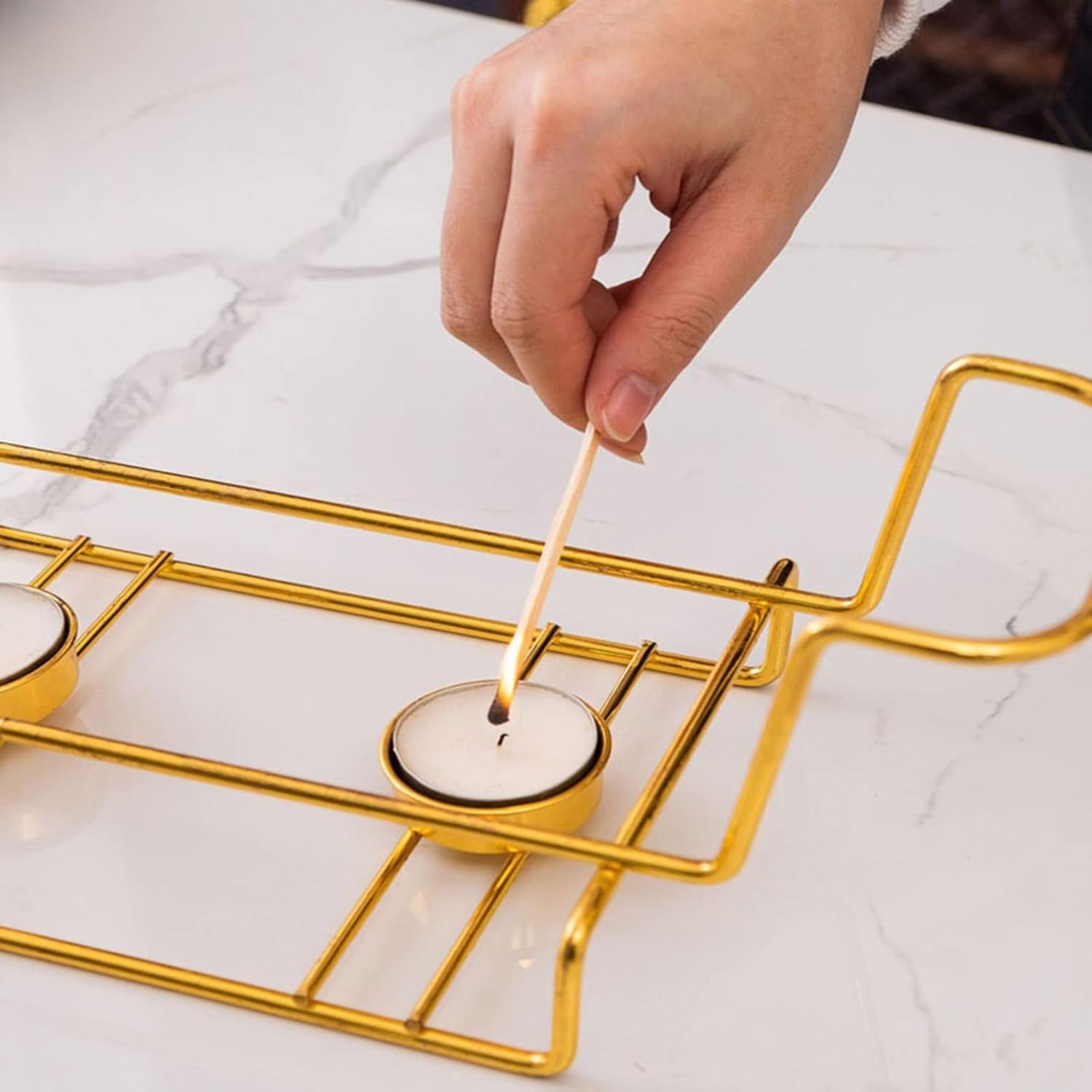 Gold rim porcelain rectangular casserole buffet set with three sizes, featuring chafer warming tray for catering and parties.