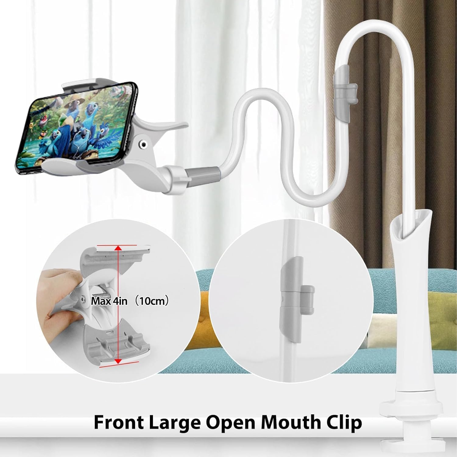 Filltown - 360° Adjustable Gooseneck Phone Holder for Bed & Desk - Flexible Arm, Universal Clip - Zeta Store