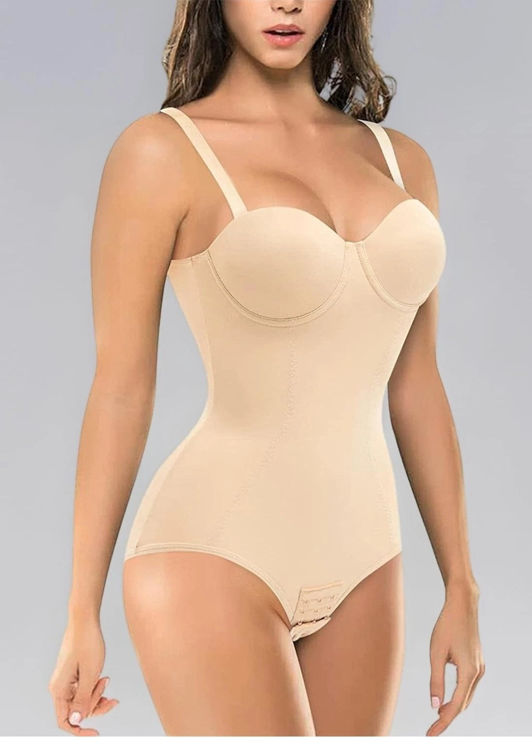 Gotoly Bodysuit Shapewear Size M - Tummy Control Camisole Body Shaper with Built-in Bra - Beige