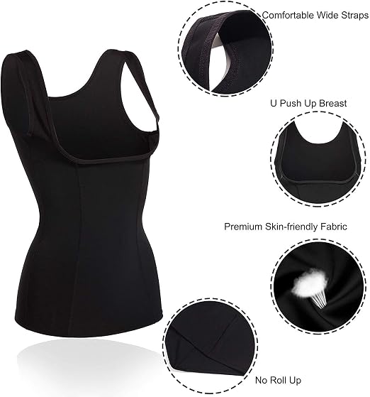 Gotoly Women Waist Cincher Vest - Size M - Tummy Control Shapewear Compression Top - Black - Postpartum Recovery & Body Shaper