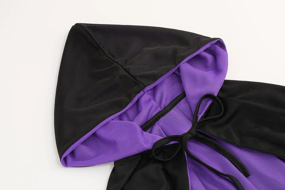 HAPNBCELE Reversible Hooded Cape - Vampire Wizard Cloak Costume - Halloween Masquerade