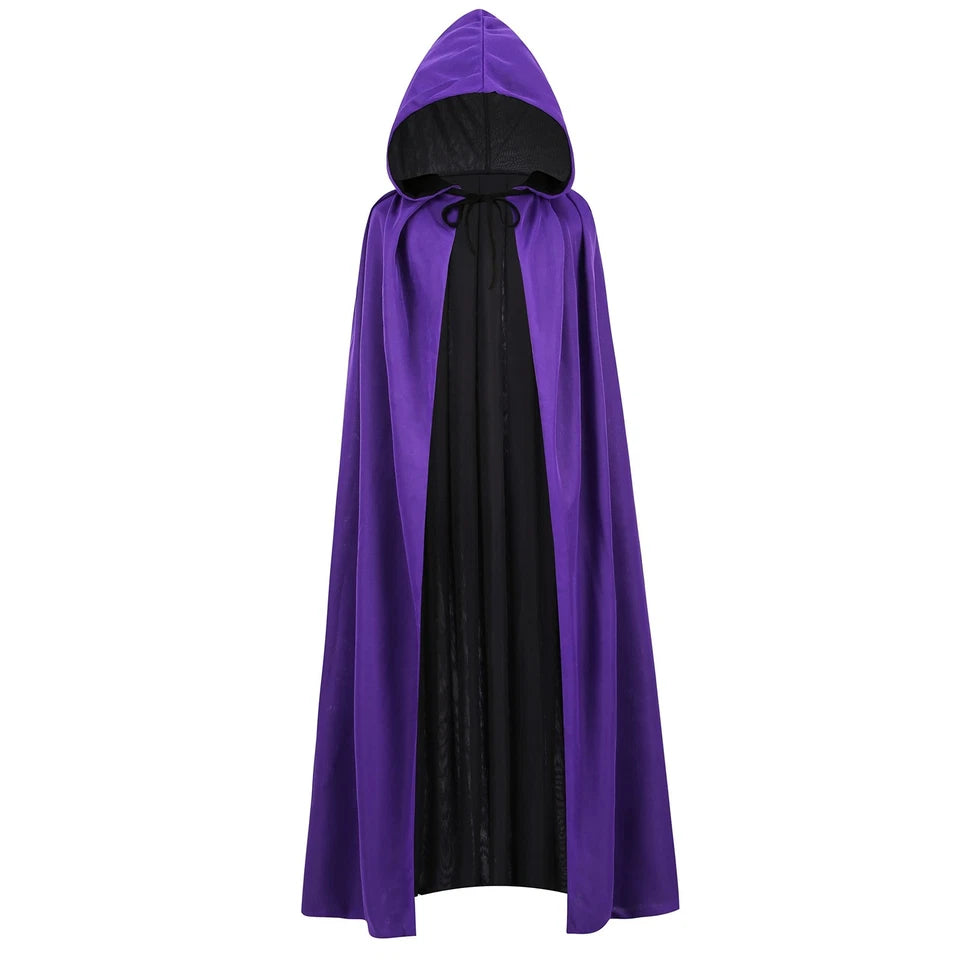 HAPNBCELE Reversible Hooded Cape - Vampire Wizard Cloak Costume - Halloween Masquerade