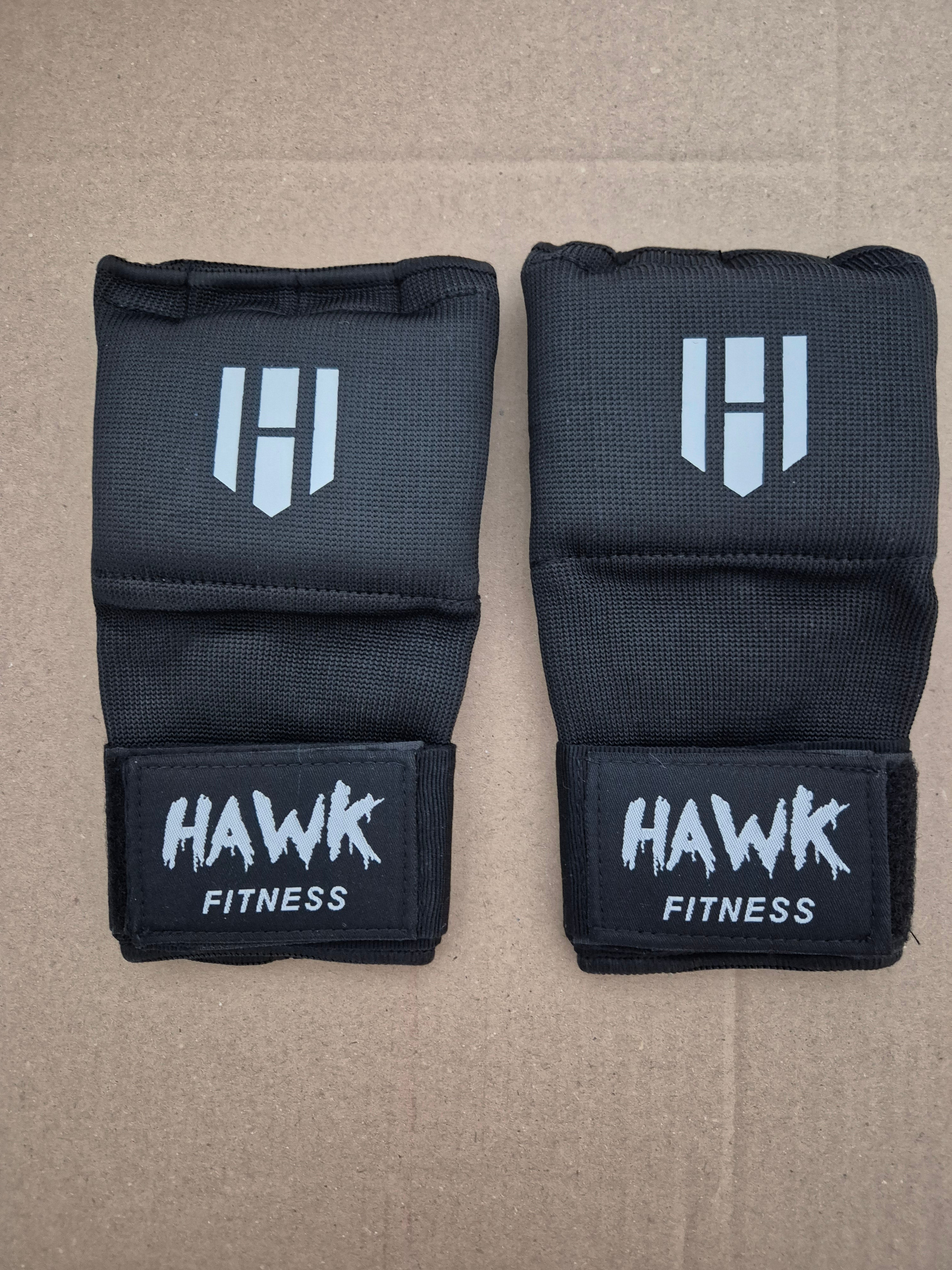 Hawk Boxing gel padded inner gloves with shock-absorbing quick hand wraps, suitable for Muay Thai, MMA, and kickboxing training.