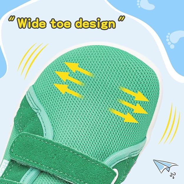 HOBIBEAR Kids Barefoot Shoes | Wide Toe Box Trail Runners | Breathable & Non-Slip | Minimalist Walking Shoes | Brand New | Green - UK 7 (EU 25)