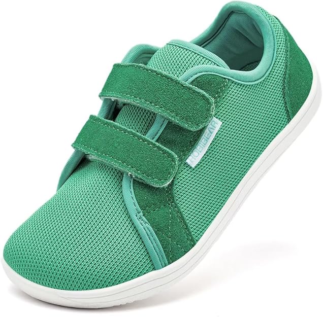 HOBIBEAR Kids Barefoot Shoes | Wide Toe Box Trail Runners | Breathable & Non-Slip | Minimalist Walking Shoes | Brand New | Green - UK 7 (EU 25)