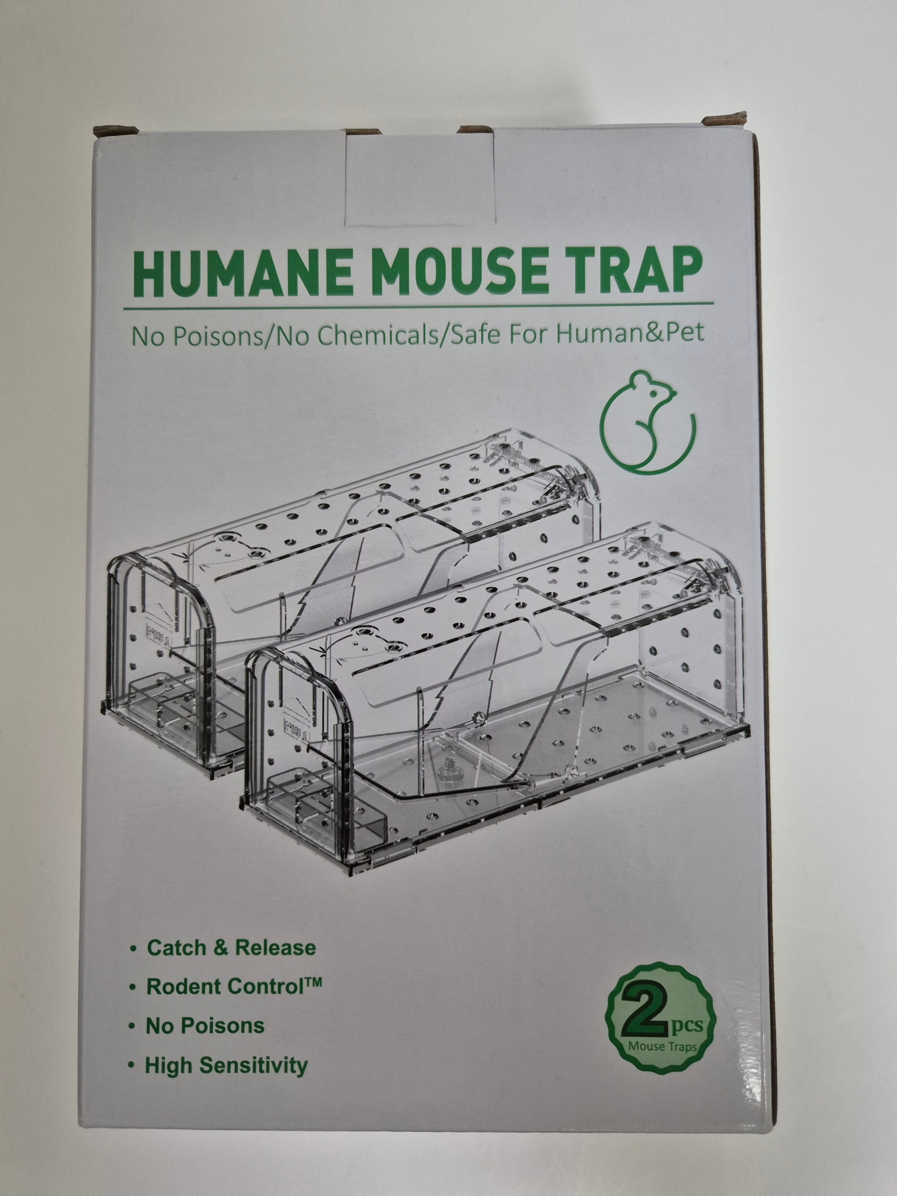 HOMEREVEL - Humane Mouse Traps (2-Pack) - No Kill, Catch & Release! Safe for Kids & Pets - No Poison, No Chemicals - Effective for Rats & Mice