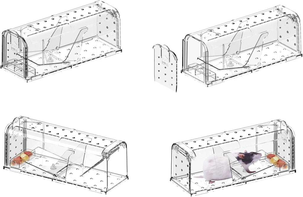 HOMEREVEL - Humane Mouse Traps (2-Pack) - No Kill, Catch & Release! Safe for Kids & Pets - No Poison, No Chemicals - Effective for Rats & Mice